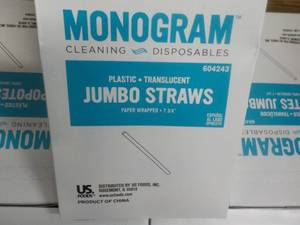 Case 5000 Monogram Plastic Translucent Jumbo Straws