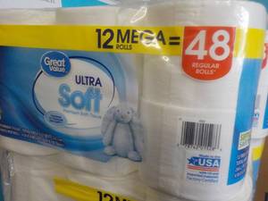 12 Mega Rolls Great Value 2 ply Toilet Paper