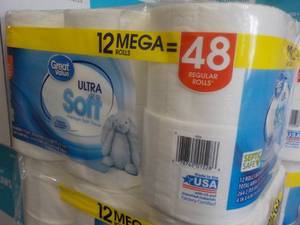 12 Mega Rolls Great Value 2 ply Toilet Paper
