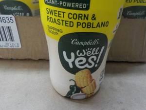 16 ct 11.1 oz Campbells Well Yes Sweet Corn and Roasted Robland Sipping Soup best date 08172023