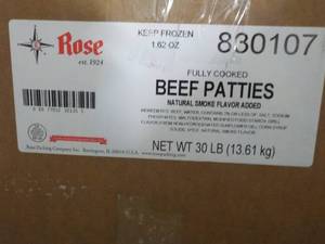 L 30 lb. box Frozen Hamburgers Patties