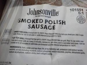 L 10 lb. Box Frozen Johnville Polish Sausage - fully cooked