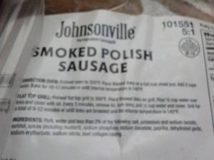 L 10 lb. Box Frozen Johnville Polish Sausage - fully cooked