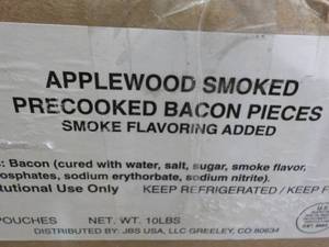 E 5 lb. Frozen Bag Applewood Smoked Precooked Bacon Pieces