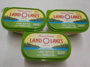 E 3 - 24 oz Tubs Frozen Land O Lakes Light Butter with Canola Oil