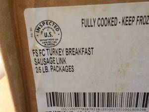 f 10 lb. Box Frozen Turkey Breakfast Sausage