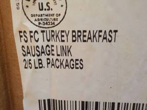 f 10 lb. Box Frozen Turkey Breakfast Sausage