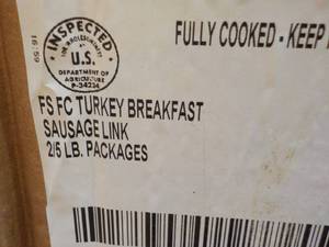 f 10 lb. Box Frozen Turkey Breakfast Sausage