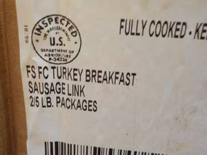 f 10 lb. Box Frozen Turkey Breakfast Sausage