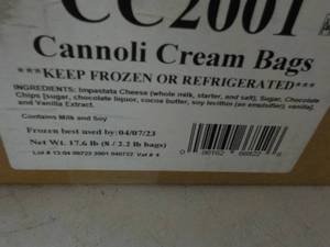 B Cannoli Cream 8 - 2.21 lb. Bags Frozen Best By 04072023