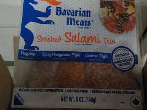 C 12 - 5 oz pkgs Smoked Salami Trio Frozen Bavarian Meats