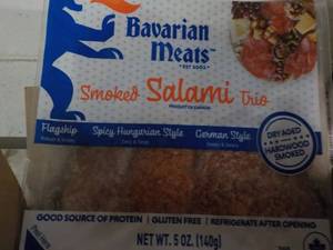 C 12 - 5 oz pkgs Smoked Salami Trio Frozen Bavarian Meats