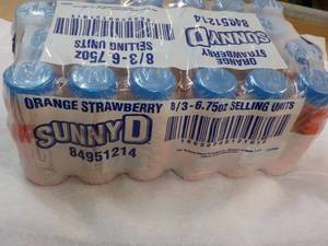 24 pack Sunny D Orange Strawberry 6.75 oz bottles
