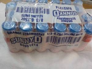 24 pack Sunny D Orange Strawberry 6.75 oz bottles
