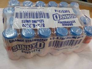 24 pack Sunny D Orange Strawberry 6.75 oz bottles
