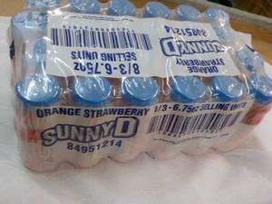 24 pack Sunny D Orange Strawberry 6.75 oz bottles