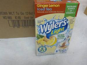 24 boxes Wylers Light Ginger Lemon Ice Tea Singles Best By Mar 2023