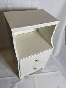 lot 80 image: Vintage Wooden Two Drawer Night Stand