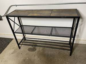 lot 82 image: Metal Two Shelf Table with Wooden Top