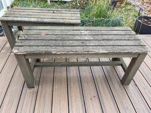 lot 90 image: Two Rustic Handmade Wooden Garden Benches