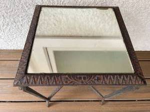 lot 89 image: Vintage Rusty Patio Table with Mirrored Top