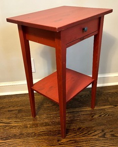 lot 48 image: Red Painted Accent Table with Drawer