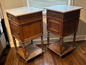 lot 126 image: Pair of East Lake Style Side Tables with Marble Tops