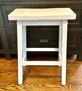 lot 136 image: Bright White Wooden Stool