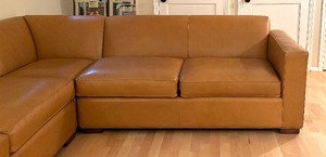 lot 3 image: Room and Board Leather Sectional with Coordinating Ottoman