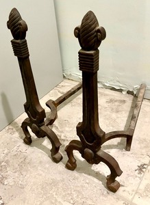 lot 121 image: Vintage Brass Andiron Set