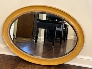 lot 74A image: Vintage Painted Oval Decorative Wall Mirror
