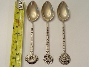 lot 207 image: Three Vintage Mexico Sterling Silver Spoons