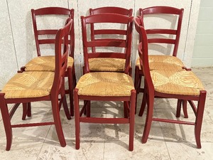 lot 115 image: Six Pottery Barn Woven Seat Dining Chairs