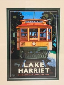 lot 109 image: Lake Harriet Como-Harriet Streetcar Line Framed Print