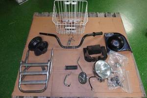Assorted Mini Bike Parts - Headlight, Mirror, Grip, Rack