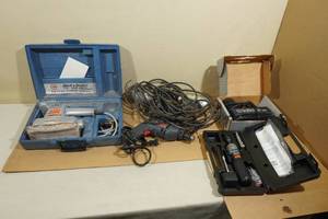 Assorted Power Tools -Power Ratchet, Work Lights, Drill, Sander