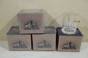lot 65 image: 4 Lucky Shot Whiskey Glasses with Embedded Bullet