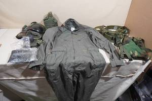 lot 88 image: Assorted Military Gear - Knee Pads, Canteen, Gloves, Coveralls