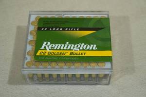lot 113 image: 100 Remington Golden Bullet .22 LR 40 Gr Plated RN Ammo