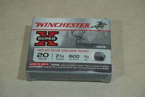 lot 134 image: 5 Winchester Super-X 20 Gauge 2-34 HP Rifled Slugs