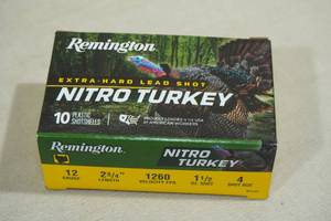 lot 146 image: 10 Remington Nitro Turkey 12 Gauge 2-34 4 Shot Shotshells