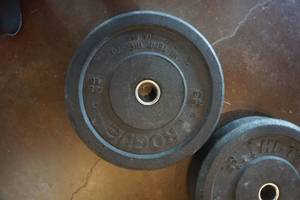 lot 100 image: 2 - Rogue Hi Temp Gorilla 45 lb Weight Plates