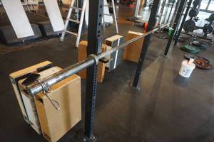lot 302 image: Olympic Style Barbell With Clamps 87 Length