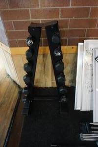 lot 481 image: Triangular Weight Stand Complete With Assorted Weights