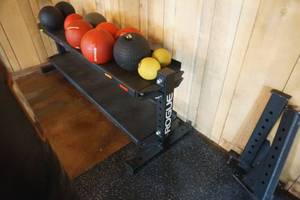lot 561 image: Rogue Fitness 2 Level AccessoryBall Storage Rack Balls Included