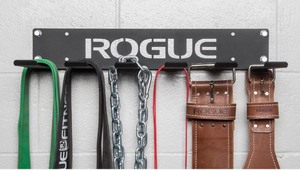 lot 473A image: Rogue Fitness 2 Section Wall Mount Fitness Straps, Ropes, and Belt Holders