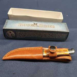 lot 54 image: ROUGH RIDER SMALL STAG SKINNER FIXED BLADE KNIFE