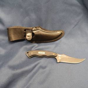 lot 65 image: RIGID MAX EDGE KNIFE WITH BLACK LEATHER SHEATH