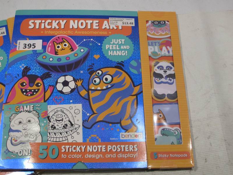 lot 549 image: NEW 2 Pack of Bendon Sticky Note Art Poster Pads