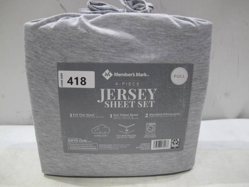 lot 528 image: NEW Members Mark 4-Piece Jersey Sheet Set - Silver Gray - FULL